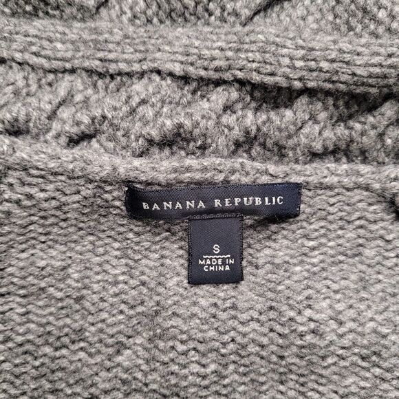 Banana Republic Sweater Womens Small Gray Cable Knit Open Wool Cashmere Blend - Picture 7 of 9